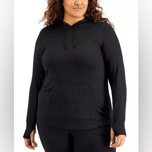 (2X:NWT) $39.50|ID Ideology Plus Size Knit Hoodie, Deep Black